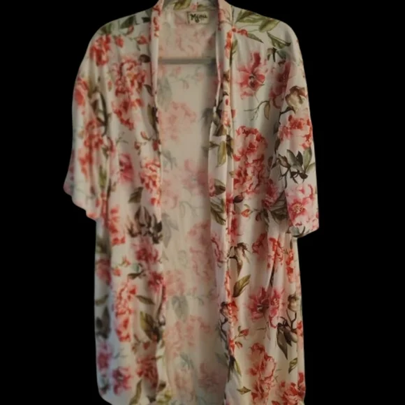 Floral Kimono Cardigan "Show Me Your MUMU" FLORAL MULTICOLORED PLUS SIZE - Picture 8 of 10